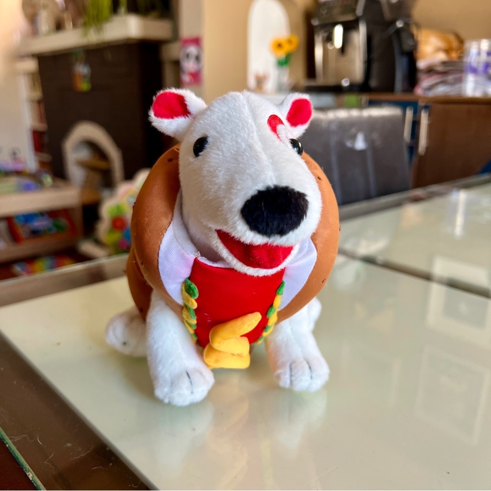 Target Dog Plushie - Bullseye wearing hot dog costume - very rare!